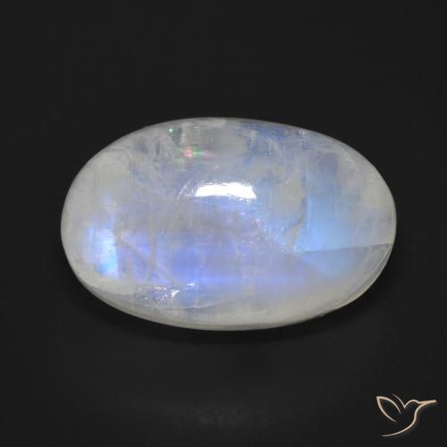 19.49ct 자연스러운 푸르스름한 흰색 레인보우 문스톤, 타원형, 불투명체