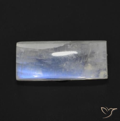 7.87ct 자연스러운 푸르스름한 흰색 레인보우 문스톤, 바게트, 투명한
