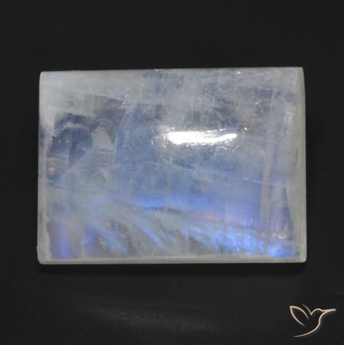 13.18ct 자연스러운 푸르스름한 흰색 레인보우 문스톤, 바게트, 투명한