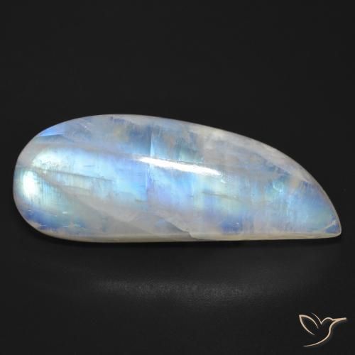 25.87ct 자연스러운 푸르스름한 흰색 레인보우 문스톤, 팬시한, 투명한