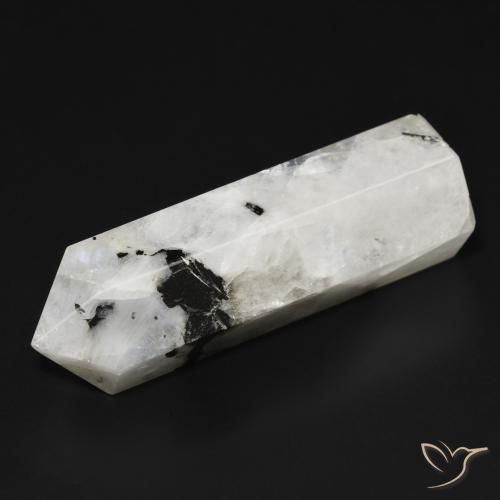 43.87ct 자연스러운 블랙과 화이트 레인보우 문스톤, 팬시한, 불투명체