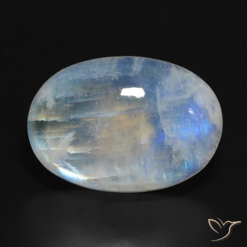 19.81ct 자연스러운 푸르스름한 흰색 레인보우 문스톤, 타원형, 투명한