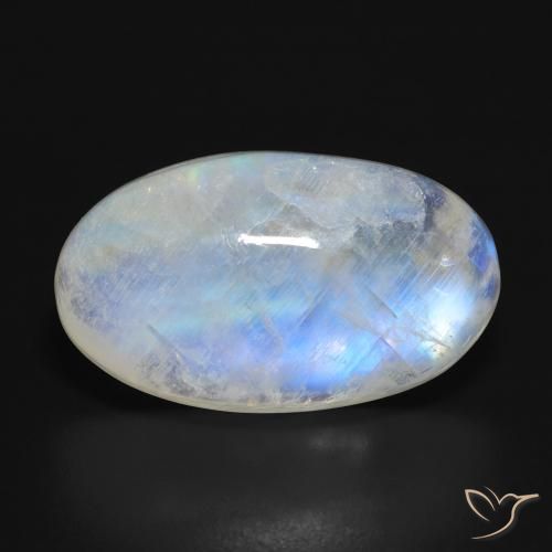 16.92ct 자연스러운 푸르스름한 흰색 레인보우 문스톤, 타원형, 투명한