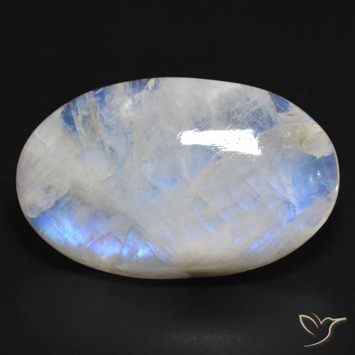 46.73ct 자연스러운 푸르스름한 흰색 레인보우 문스톤, 타원형, 투명한