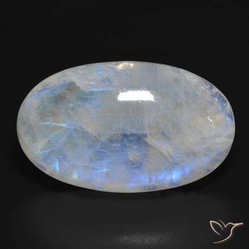 33.87ct 자연스러운 푸르스름한 흰색 레인보우 문스톤, 타원형, 투명한