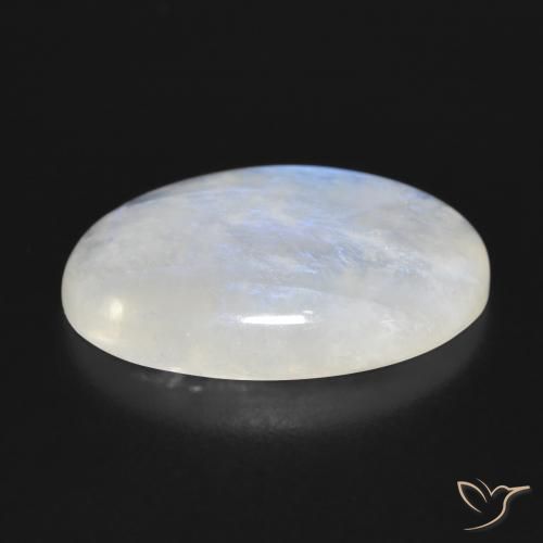 16.62캐럿 천연 푸르스름한 화이트 레인보우 문스톤, 타원형 컷, 23.4×16 mm, 투명한