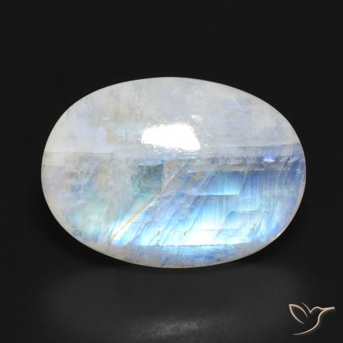 13.54ct 자연스러운 푸르스름한 흰색 레인보우 문스톤, 타원형, 투명한