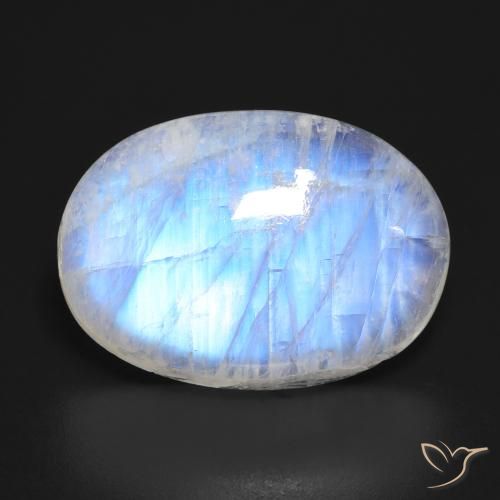23.16ct 자연스러운 푸르스름한 흰색 레인보우 문스톤, 타원형, 투명한