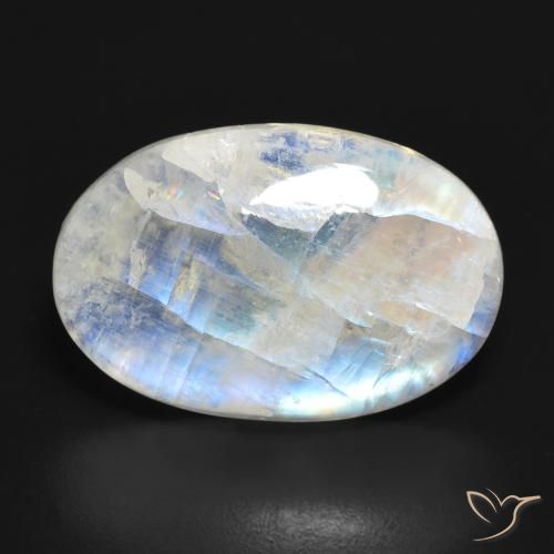 19.59ct 자연스러운 푸르스름한 흰색 레인보우 문스톤, 타원형, 투명한