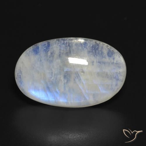 13.87ct 자연스러운 푸르스름한 흰색 레인보우 문스톤, 타원형, 투명한