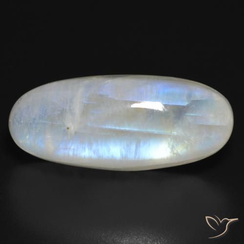 21.52ct 자연스러운 푸르스름한 흰색 레인보우 문스톤, 타원형, 투명한