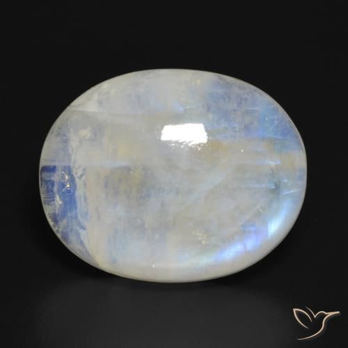 19.86ct 자연스러운 푸르스름한 흰색 레인보우 문스톤, 타원형, 투명한