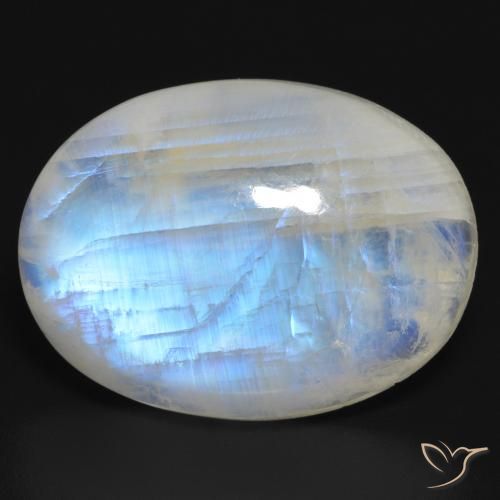 26.57ct 자연스러운 푸르스름한 흰색 레인보우 문스톤, 타원형, 투명한