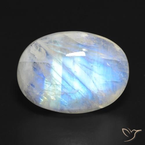 15.90ct 자연스러운 푸르스름한 흰색 레인보우 문스톤, 타원형, 투명한