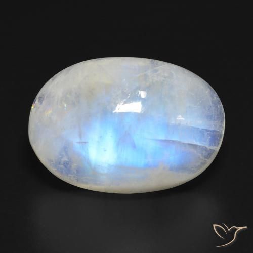 20.99ct 자연스러운 푸르스름한 흰색 레인보우 문스톤, 타원형, 투명한