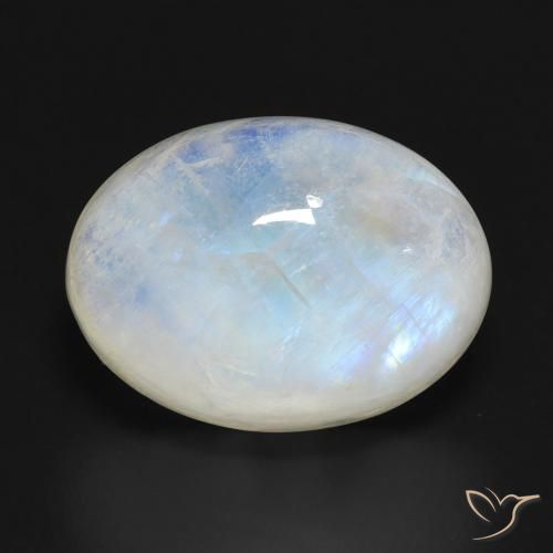 14.50ct 자연스러운 푸르스름한 흰색 레인보우 문스톤, 타원형, 투명한