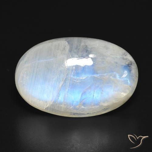 16.32ct 자연스러운 푸르스름한 흰색 레인보우 문스톤, 타원형, 투명한