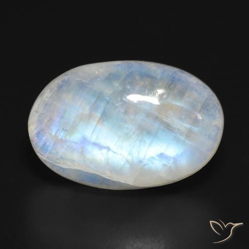 13.53ct 자연스러운 푸르스름한 흰색 레인보우 문스톤, 타원형, 투명한