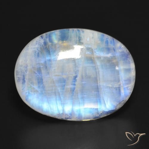 27.61ct 자연스러운 푸르스름한 흰색 레인보우 문스톤, 타원형, 투명한
