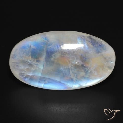 26.45ct 자연스러운 푸르스름한 흰색 레인보우 문스톤, 타원형, 투명한