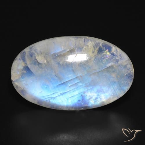 23.70ct 자연스러운 푸르스름한 흰색 레인보우 문스톤, 타원형, 투명한