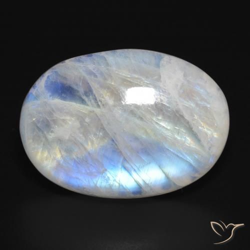 29.81ct 자연스러운 푸르스름한 흰색 레인보우 문스톤, 타원형, 투명한