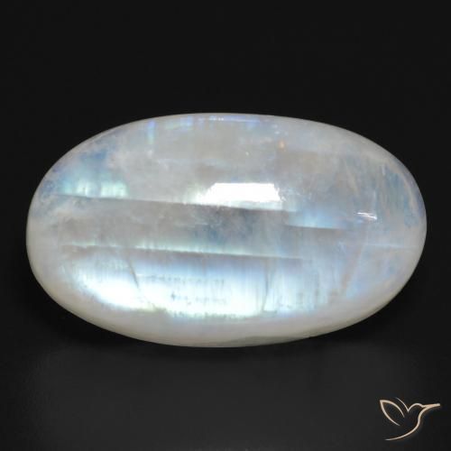 21.15ct 자연스러운 푸르스름한 흰색 레인보우 문스톤, 타원형, 투명한