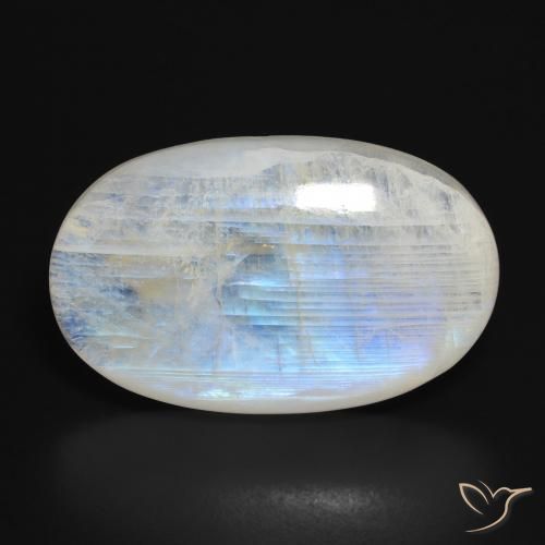 27.82ct 자연스러운 푸르스름한 흰색 레인보우 문스톤, 타원형, 투명한