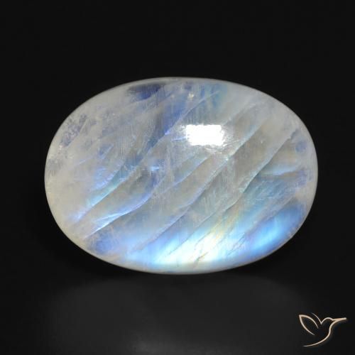 14.84ct 자연스러운 푸르스름한 흰색 레인보우 문스톤, 타원형, 투명한
