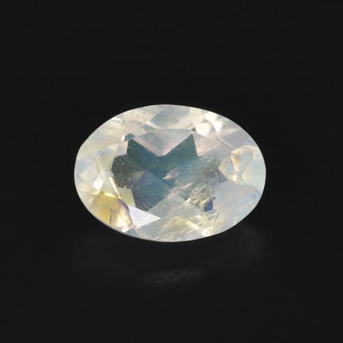 0.76ct 자연스러운 푸르스름한 흰색 레인보우 문스톤, 타원형, 투명한