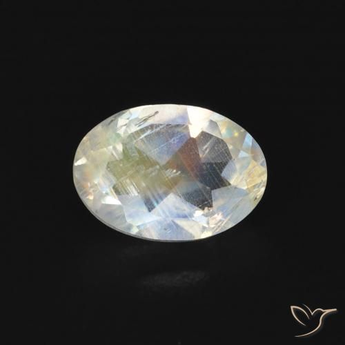 0.76ct 자연스러운 푸르스름한 흰색 레인보우 문스톤, 타원형, 투명한