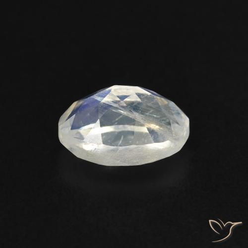 0.54캐럿 천연 푸르스름한 화이트 레인보우 문스톤, 타원형 컷, 6.2×4.1 mm, 투명한