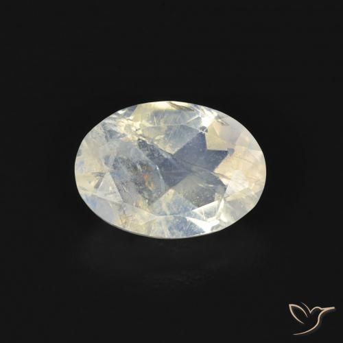 0.74ct 자연스러운 푸르스름한 흰색 레인보우 문스톤, 타원형, 투명한