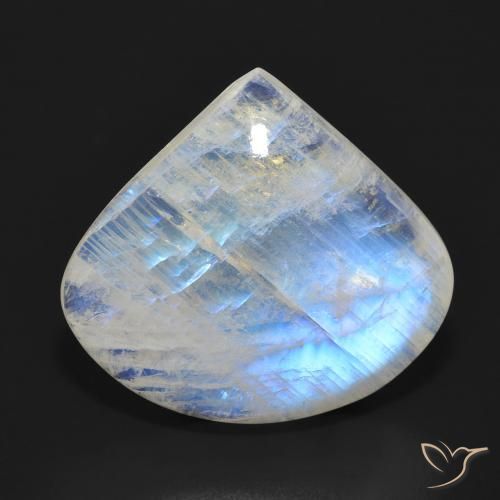 16.70ct 자연스러운 푸르스름한 흰색 레인보우 문스톤, 배 모양, 투명한