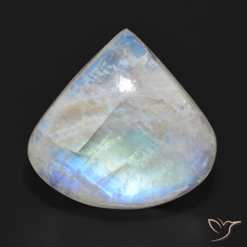 26.26ct 자연스러운 푸르스름한 흰색 레인보우 문스톤, 배 모양, 투명한