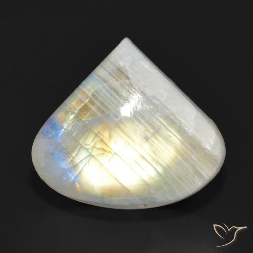 13.90ct 자연스러운 푸르스름한 흰색 레인보우 문스톤, 배 모양, 투명한