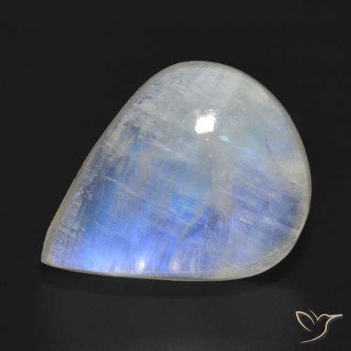 15.29ct 자연스러운 푸르스름한 흰색 레인보우 문스톤, 배 모양, 투명한
