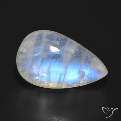 17.91ct 자연스러운 푸르스름한 흰색 레인보우 문스톤, 배 모양, 투명한