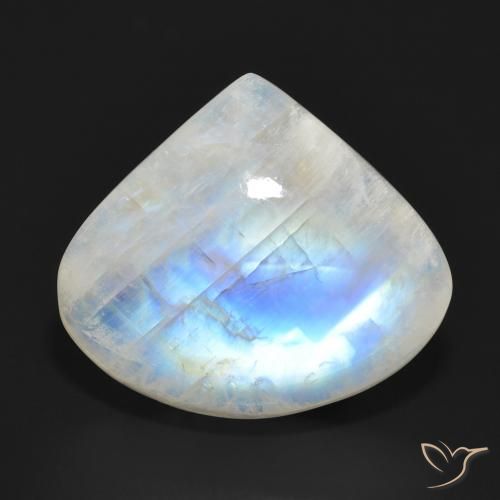 15.97ct 자연스러운 푸르스름한 흰색 레인보우 문스톤, 배 모양, 투명한