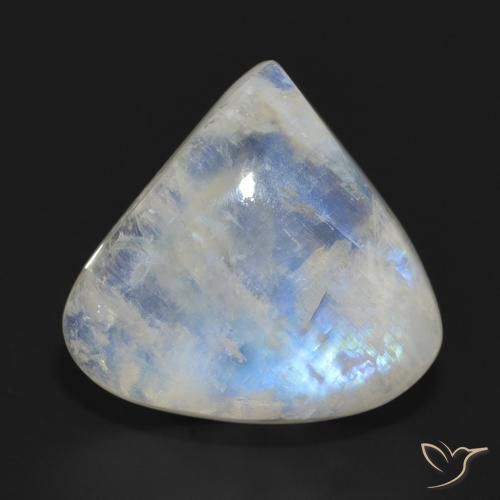 12.67ct 자연스러운 푸르스름한 흰색 레인보우 문스톤, 배 모양, 투명한