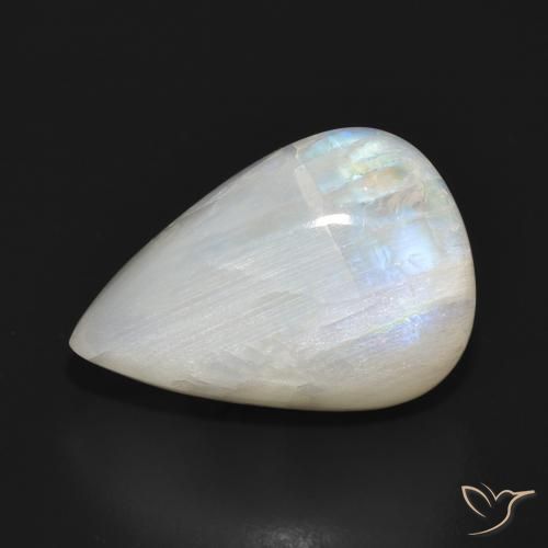 16.83ct 자연스러운 푸르스름한 흰색 레인보우 문스톤, 배 모양, 투명한