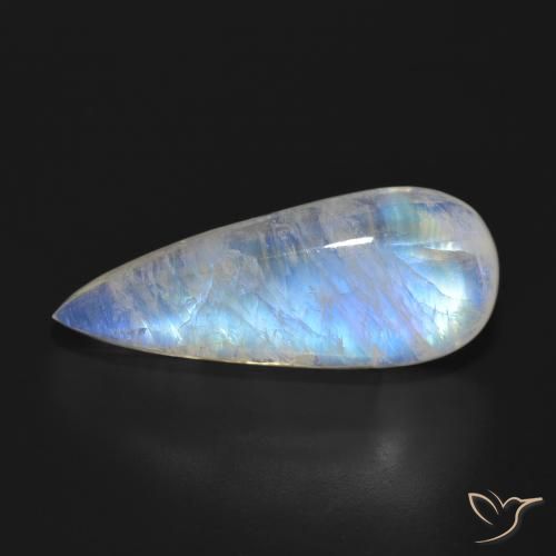 18.31ct 자연스러운 푸르스름한 흰색 레인보우 문스톤, 배 모양, 투명한