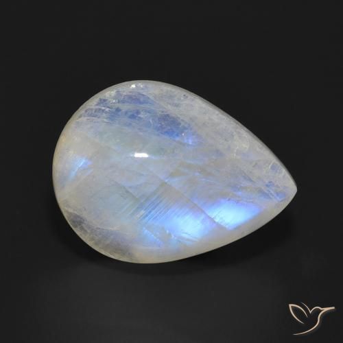 10.73ct 자연스러운 푸르스름한 흰색 레인보우 문스톤, 배 모양, 투명한