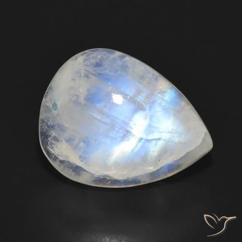 13.18ct 자연스러운 푸르스름한 흰색 레인보우 문스톤, 배 모양, 투명한
