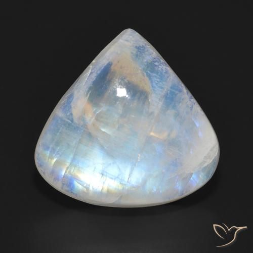 11.23ct 자연스러운 푸르스름한 흰색 레인보우 문스톤, 배 모양, 투명한