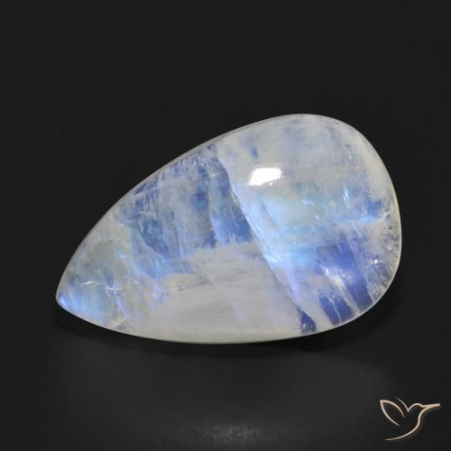 17.97ct 자연스러운 푸르스름한 흰색 레인보우 문스톤, 배 모양, 투명한
