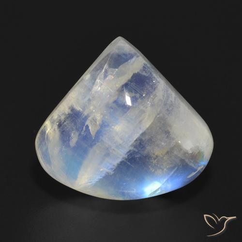 13.73ct 자연스러운 푸르스름한 흰색 레인보우 문스톤, 배 모양, 투명한