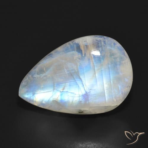 17.74ct 자연스러운 푸르스름한 흰색 레인보우 문스톤, 배 모양, 투명한
