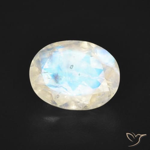 1.71ct 자연스러운 푸르스름한 흰색 레인보우 문스톤, 타원형, 투명한