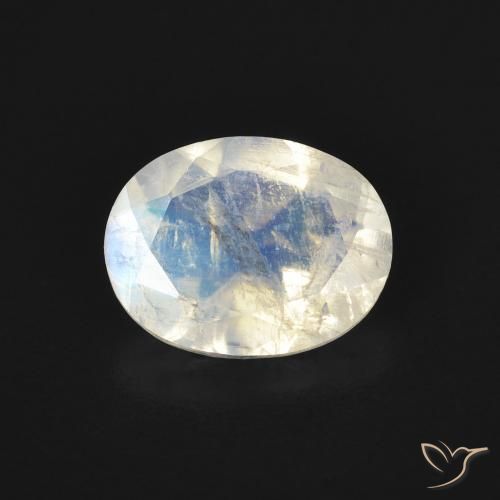 1.45ct 자연스러운 푸르스름한 흰색 레인보우 문스톤, 타원형, 투명한